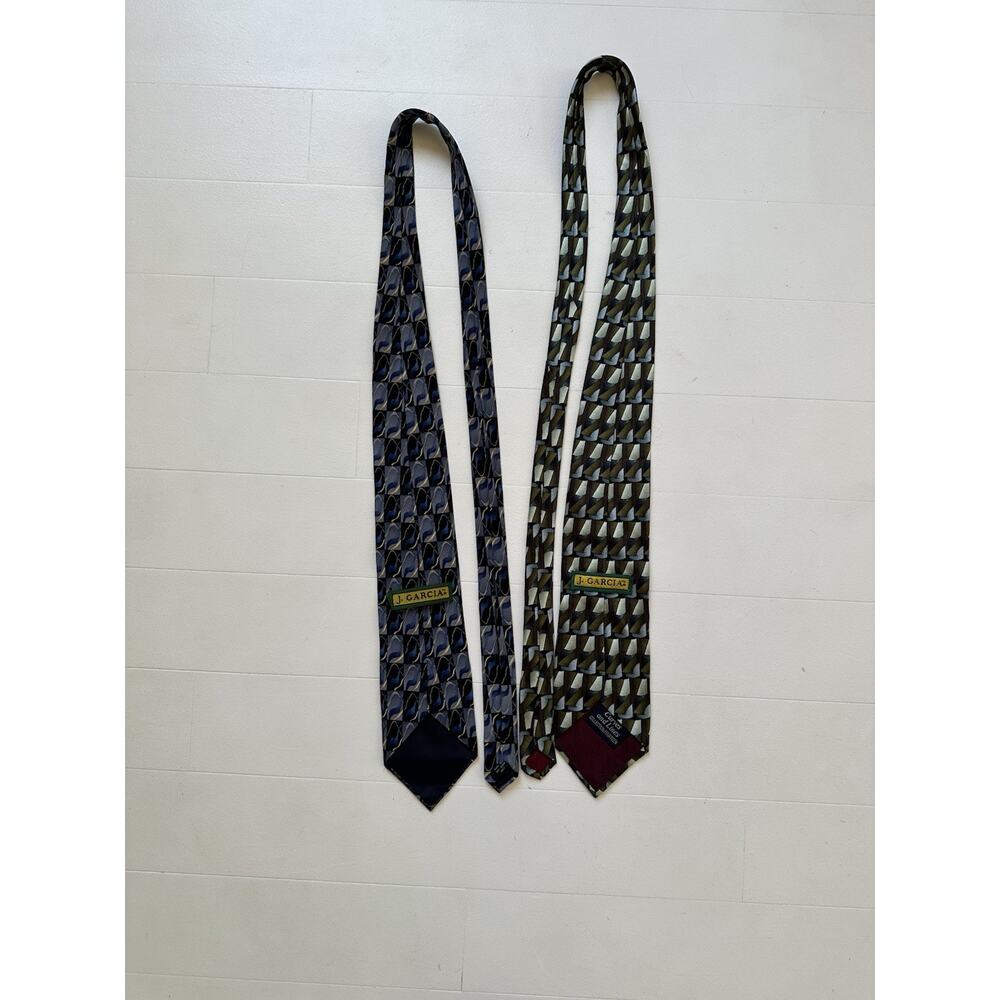 Vintage Jerry Garcia Tie Lot Of 2 Green And Blue